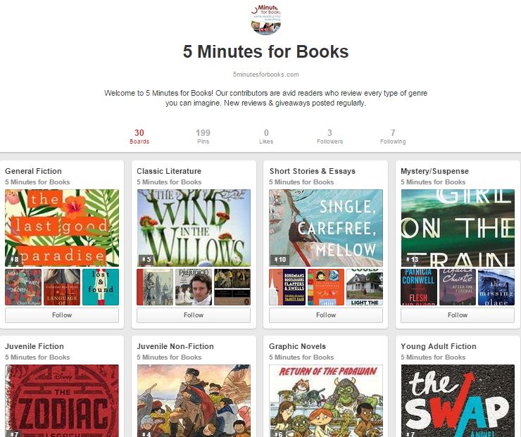 Follow 5 Minutes for Books on Pinterest